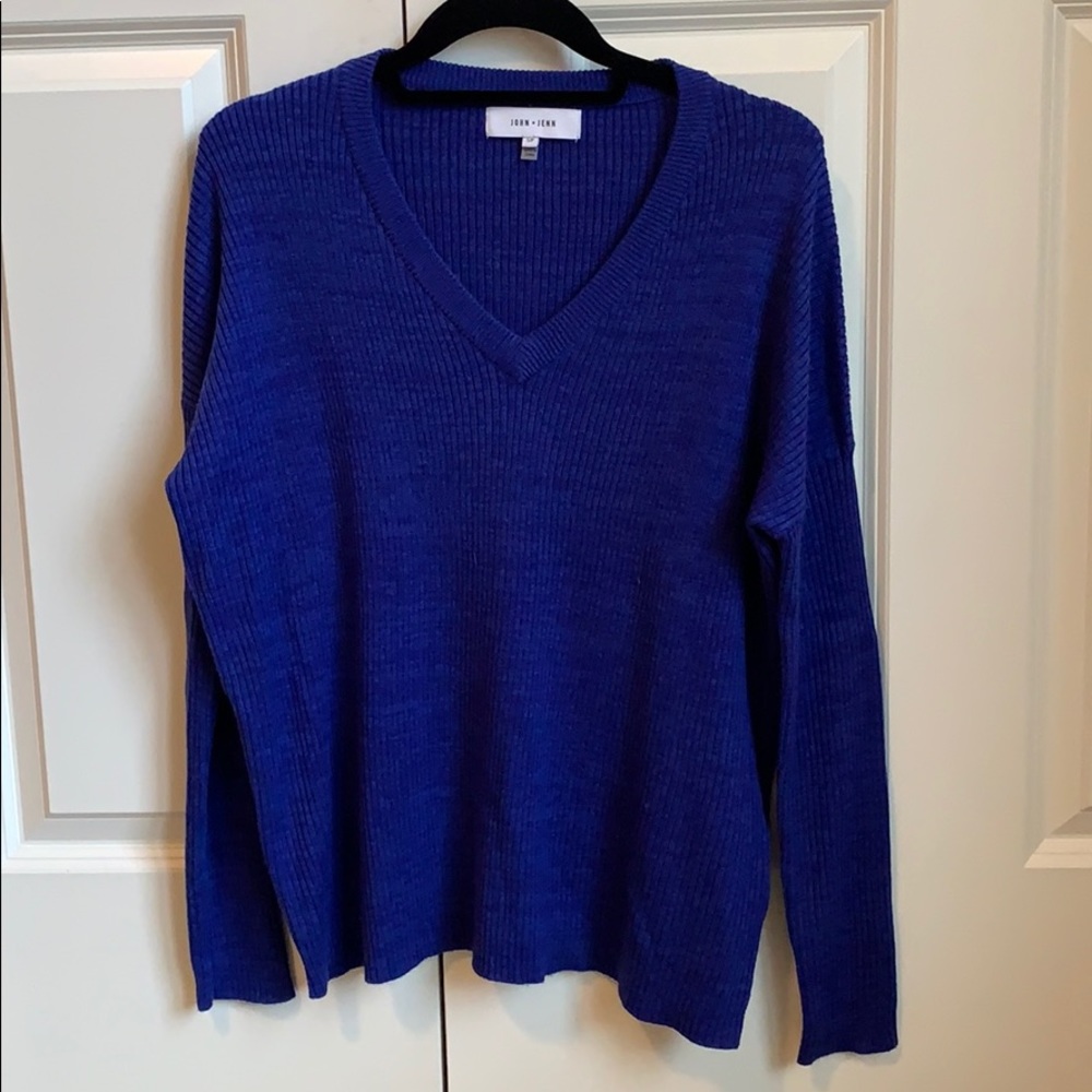John + Jenn Indigo V Neck Sweater